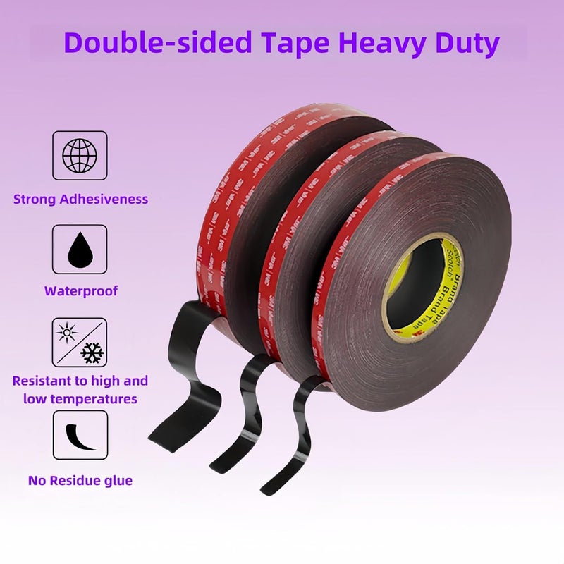Gasenvan Double Sided Tape Heavy Duty, Mounting Adhesive Tape 1/2 in x 15.4 ft, Waterproof Adhesive Strip Tape for Indoor & Outdoor, Automotive Trim, Garage,LED Strip Lights, Home Decor - Image 3